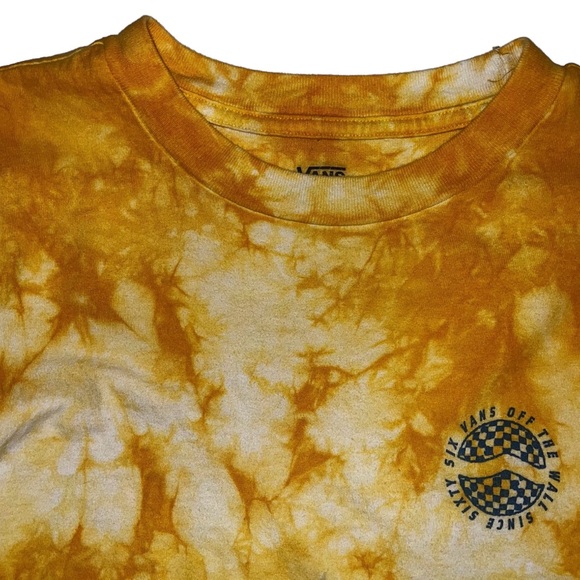 Vans Women’s Yellow Tie-Dye Cropped Long Sleeve Shirt Sz S - Picture 2 of 10